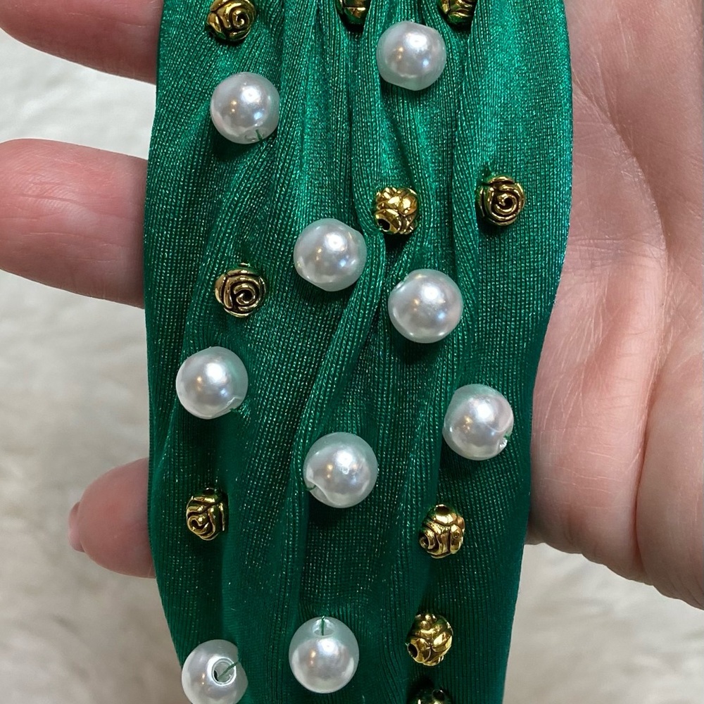 HANDMADE Green Embellished Twist Knot Headband - Picture 7 of 11